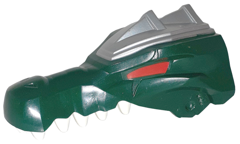 Large Figure Head Modified Chima Crocodile Jaw Upper with Teeth and Silver Armor Pattern