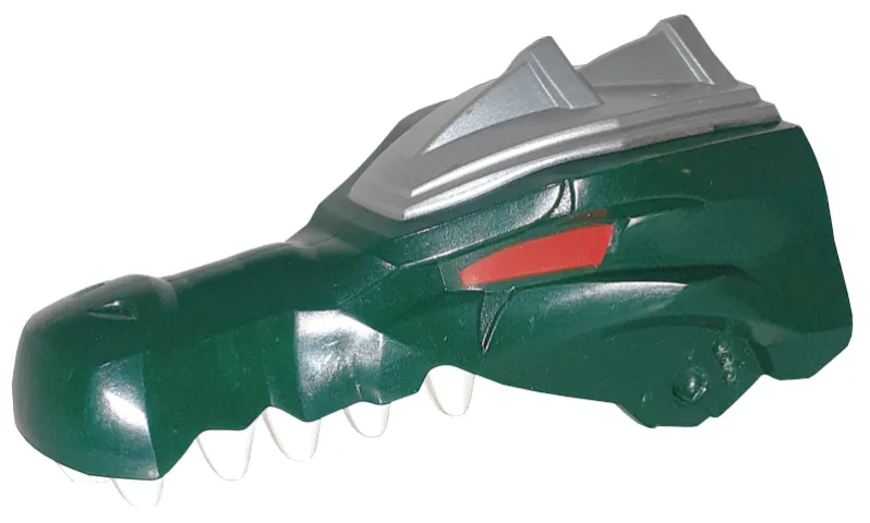 Large Figure Head Modified Chima Crocodile Jaw Upper with Teeth and Silver Armor Pattern