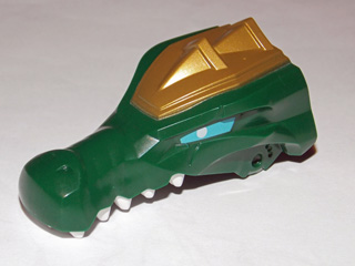 Large Figure Head Modified Chima Crocodile Jaw Upper with Teeth and Gold Armor Pattern