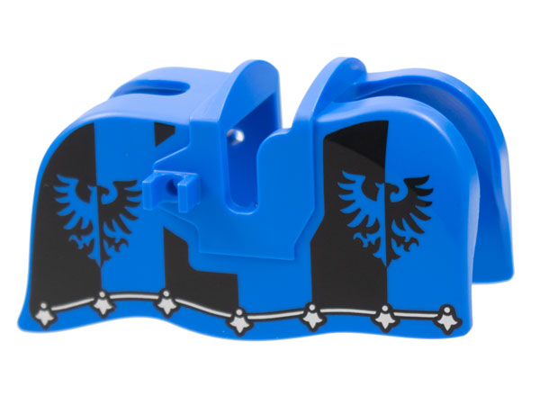 Horse Barding, Smooth Edge with Black Falcon Emblem on Half Black Panels and Silver Border Pattern