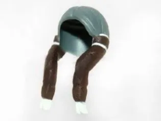 Minifigure, Hair Long Braided with White Ties and Dark Brown Braids