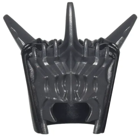 Minifigure, Headgear Helmet Spiked, Short Spikes and Wide Opening with Black Hood Pattern - Flexible Rubber