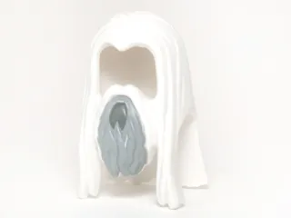 Minifigure, Hair Long Straight with Center Part and Beard with Light Bluish Gray and Dark Bluish Gray Pattern