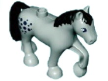 Duplo Horse with Black Mane, Tail and Spots Pattern