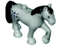 Duplo Horse with Black Mane, Tail and Spots Pattern