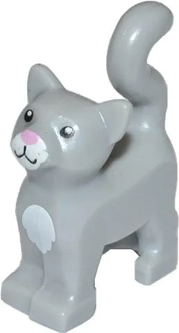 Cat, Standing with Black Eyes, Bright Pink Nose, White Muzzle and Chest Pattern