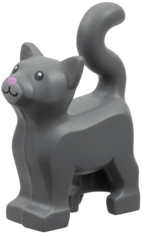 Cat, Standing with Black Eyes, Bright Pink Nose, Light Bluish Gray Muzzle Pattern