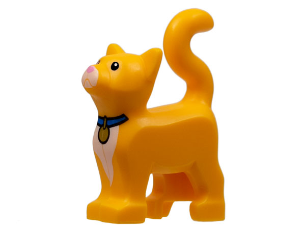 Cat, Standing with Black Eyes, Bright Pink Nose, White Muzzle and Chest, Blue Collar with Gold Tag Pattern (Disney Sox)