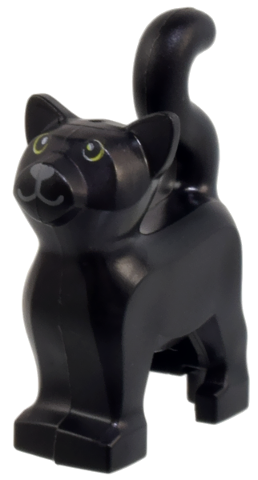 Cat, Standing with Lime Eyes, Dark Bluish Gray Nose Pattern (Hocus Pocus Thackery Binx)