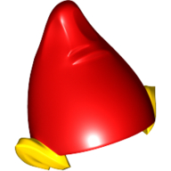 Minifigure, Headgear Hat, Elf / Dwarf with Pointed Ears with Red Top Pattern