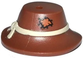 Minifigure, Headgear Hat, Wide Floppy Brim with Knotted Tan Band and Patch Pattern