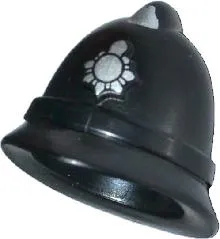 Minifigure, Headgear Police Helmet with Silver Badge Pattern