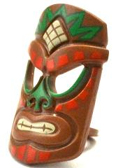 Minifigure Tiki Mask with Red, Green and Tan Tribal Pattern