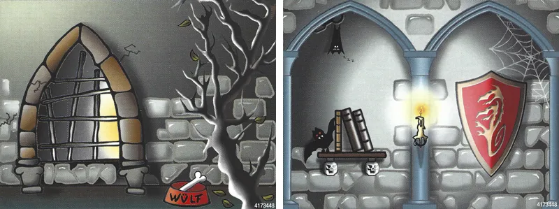 Paper Part for Set 1381 - Cardboard Backdrop with Crypt Exterior / Interior Pattern