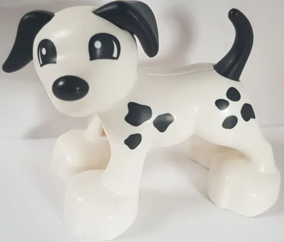 Duplo Dog with Black Eyes, Ears, Nose, Tail, and Spots Pattern