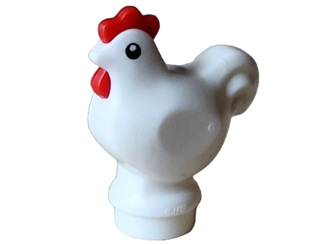 Chicken, Wide Base with Molded Red Comb and Wattle and Printed Black Eyes with Pupils Pattern