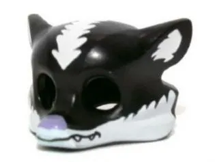 Minifigure, Headgear Mask Skunk with White Fur and Medium Lavender Nose Pattern