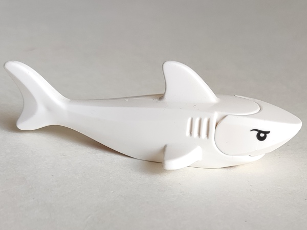 Shark with Rounded Nose and Debossed Gills with Black Eyes with Eyelids and White Partial Circle Glints Pattern