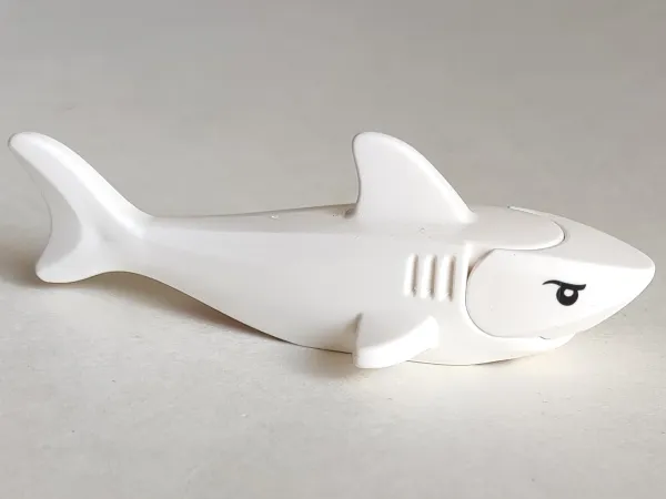Shark with Rounded Nose and Debossed Gills with Black Eyes with Eyelids and White Partial Circle Glints Pattern