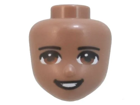 Mini Doll, Head Friends with Black Eyebrows, Reddish Brown Eyes, Black Lips Open Mouth Smile Pattern