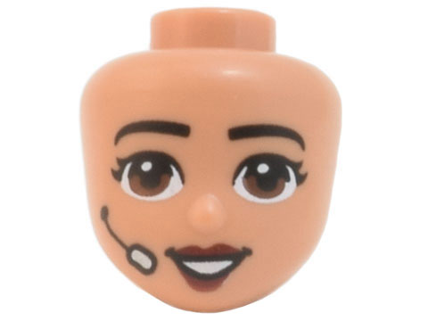 Mini Doll, Head Friends with Black Eyebrows, Reddish Brown Eyes, Dark Red Lips, Headset Pattern