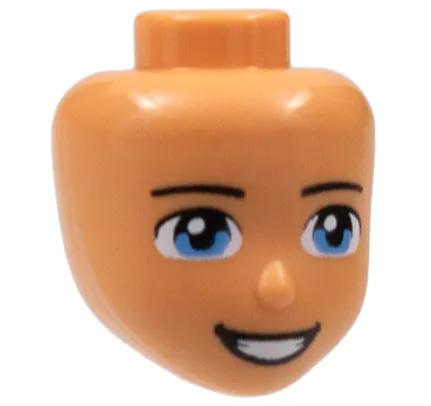 Mini Doll, Head Friends with Black Thin Eyebrows, Medium Blue Eyes, and Open Mouth Smile with Teeth Pattern