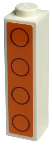 Brick 1 x 1 x 3 with Dark Red Circles on Orange Background Pattern (Sticker) - Set 40574