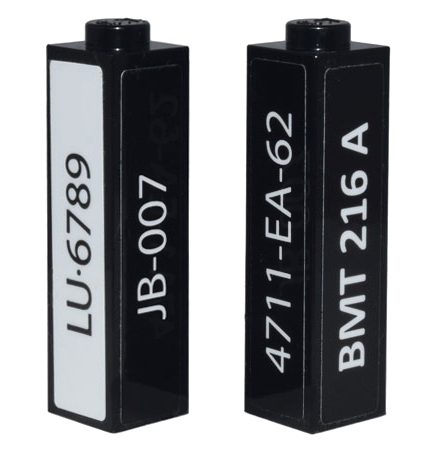 Brick 1 x 1 x 3 with 'LU·6789' 'JB-007' '4711-EA-62' 'BMT 216 A' Pattern on All Sides (Stickers) - Set 10262