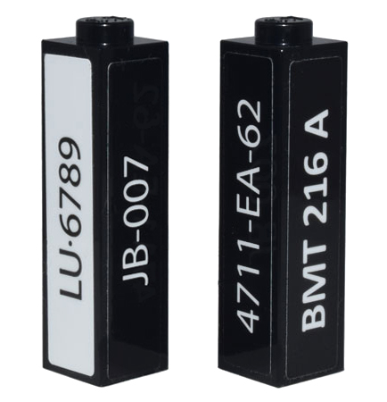 Brick 1 x 1 x 3 with 'LU·6789' 'JB-007' '4711-EA-62' 'BMT 216 A' Pattern on All Sides (Stickers) - Set 10262