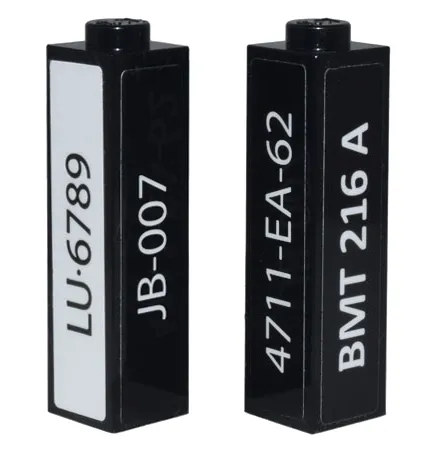 Brick 1 x 1 x 3 with 'LU·6789' 'JB-007' '4711-EA-62' 'BMT 216 A' Pattern on All Sides (Stickers) - Set 10262