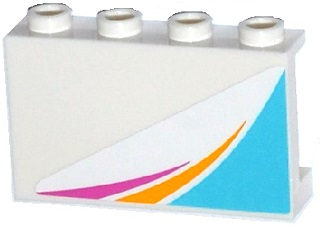 Panel 1 x 4 x 2 with Side Supports - Hollow Studs with Magenta and Yellow Stripes and Medium Azure Triangle Pattern Model Left (Sticker) - Set 41100