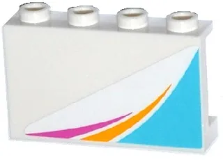 Panel 1 x 4 x 2 with Side Supports - Hollow Studs with Magenta and Yellow Stripes and Medium Azure Triangle Pattern Model Left (Sticker) - Set 41100