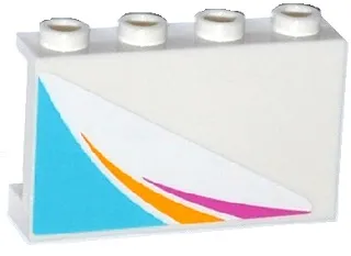 Panel 1 x 4 x 2 with Side Supports - Hollow Studs with Magenta and Yellow Stripes and Medium Azure Triangle Pattern Model Right (Sticker) - Set 41100