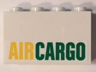 Panel 1 x 4 x 2 with Side Supports - Hollow Studs with Yellow and Green 'AIRCARGO' Pattern (Sticker) - Set 60101