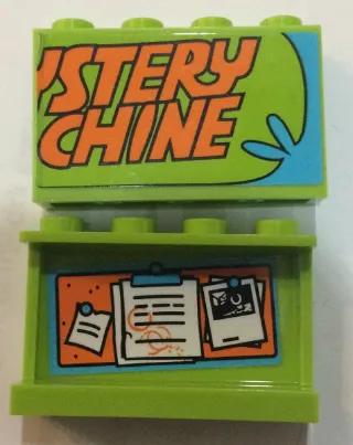 Panel 1 x 4 x 2 with Side Supports - Hollow Studs with Orange 'YSTERY' and 'CHINE' and Notes on Bulletin Board on Inside Pattern (Stickers) - Set 75902