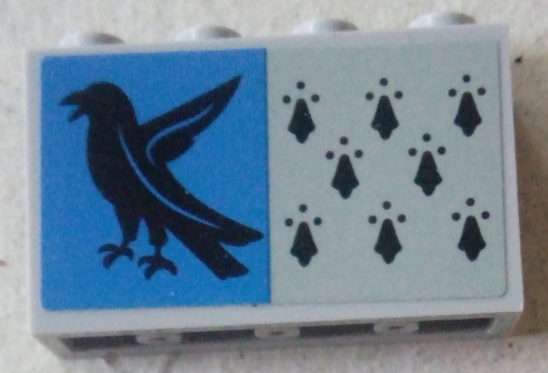 Panel 1 x 4 x 2 with Side Supports - Hollow Studs with 8 Black Spires and Eagle on Blue Background Pattern (Sticker) - Set 75956