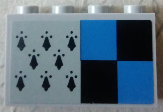 Panel 1 x 4 x 2 with Side Supports - Hollow Studs with 8 Black Spires and Black and Blue Squares Pattern (Sticker) - Set 75956