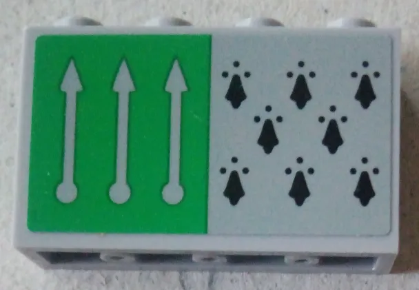 Panel 1 x 4 x 2 with Side Supports - Hollow Studs with 8 Black Spires and 3 Arrows on Green Background Pattern (Sticker) - Set 75956