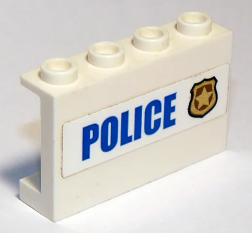 Panel 1 x 4 x 2 with Side Supports - Hollow Studs with 'POLICE' and Badge Pattern (Sticker) - Set 60142