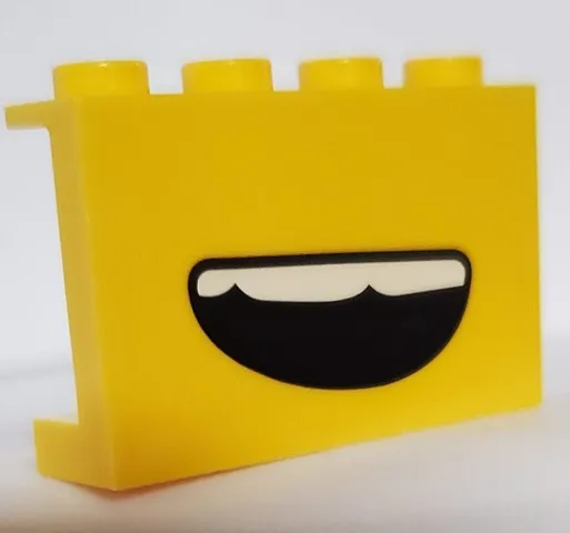 Panel 1 x 4 x 2 with Side Supports - Hollow Studs with Open Mouth Smile with Top Teeth Pattern