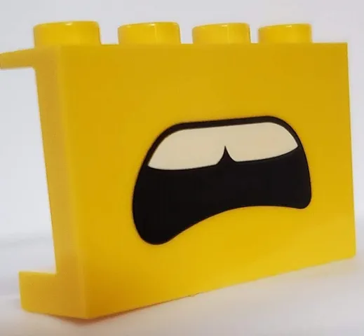 Panel 1 x 4 x 2 with Side Supports - Hollow Studs with Open Confused Mouth and Teeth Pattern