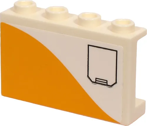 Panel 1 x 4 x 2 with Side Supports - Hollow Studs with Black Hatch and Bright Light Orange Stripe Pattern Model Right Side (Sticker) - Set 60262