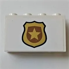 Panel 1 x 4 x 2 with Side Supports - Hollow Studs with Gold Police Badge with Black Outline Pattern (Sticker) - Set 60209