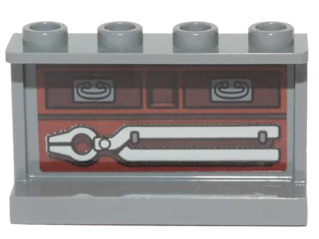 Panel 1 x 4 x 2 with Side Supports - Hollow Studs with Pincers and Drawers Pattern on Inside (Sticker) - Set 75319