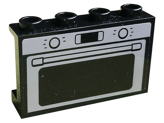 Panel 1 x 4 x 2 with Side Supports - Hollow Studs with Light Bluish Gray Oven Door Pattern (Sticker) - Set 10291