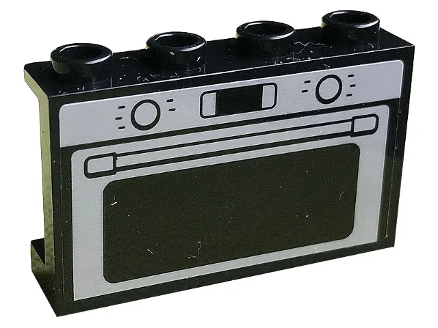 Panel 1 x 4 x 2 with Side Supports - Hollow Studs with Light Bluish Gray Oven Door Pattern (Sticker) - Set 10291