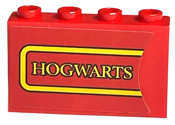 Panel 1 x 4 x 2 with Side Supports - Hollow Studs with Bright Light Orange 'HOGWARTS' and Border Pattern (Sticker) - Set 76405