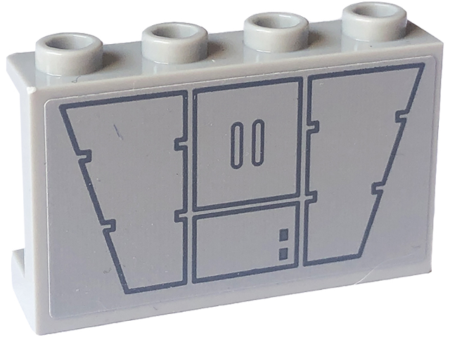 Panel 1 x 4 x 2 with Side Supports - Hollow Studs with SW Wall Panels with Dark Bluish Gray Trapezoids and Rectangles Pattern (Sticker) - Set 75324