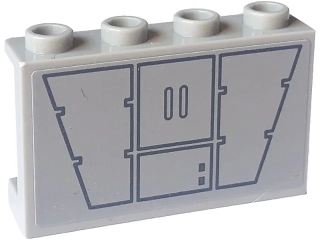 Panel 1 x 4 x 2 with Side Supports - Hollow Studs with SW Wall Panels with Dark Bluish Gray Trapezoids and Rectangles Pattern (Sticker) - Set 75324