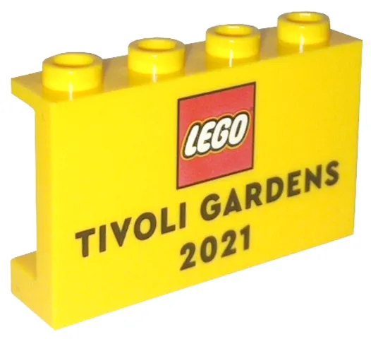 Panel 1 x 4 x 2 with Side Supports - Hollow Studs with LEGO Logo and 'TIVOLI GARDENS 2021' Pattern